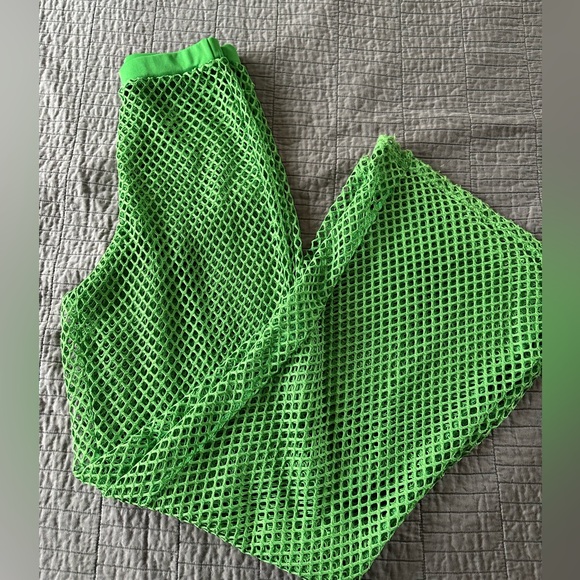 Green net wide leg pant - Picture 2 of 4
